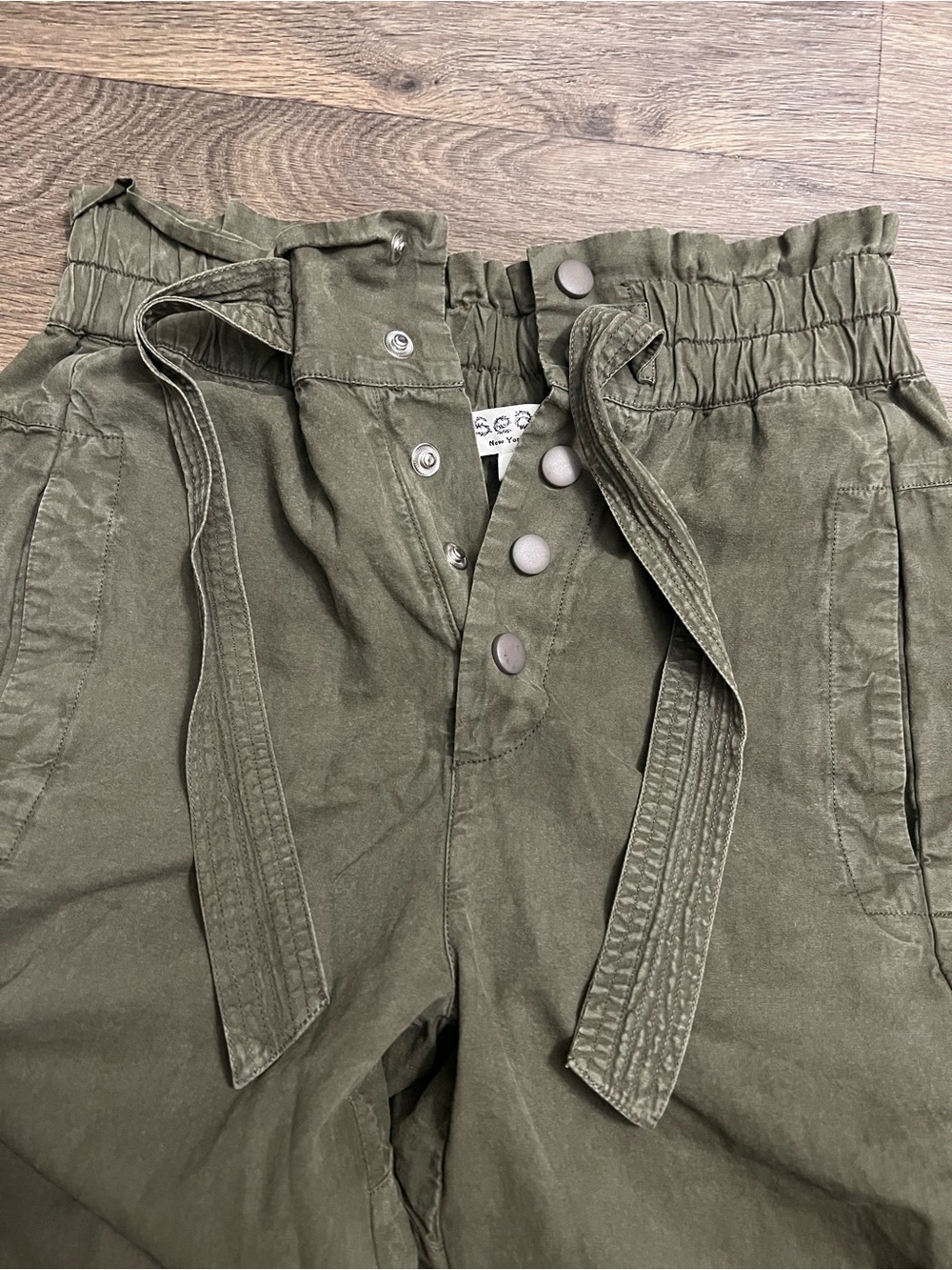 Sea New York Layla Pant Size 2 Army Green Paperbag Waist Neutral - Picture 8 of 10